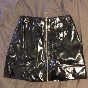 Pleather black mini skirt
